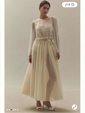 NEW Reformation Prisca Tulle Ballerina Sheer Midi Skirt Ivory | size XS